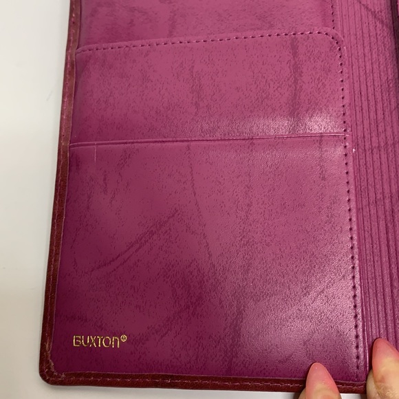 Buxton | Plum Top Grain Cowhide Leather Pocketbook | Travel Card Holder | Clutch - Picture 4 of 14